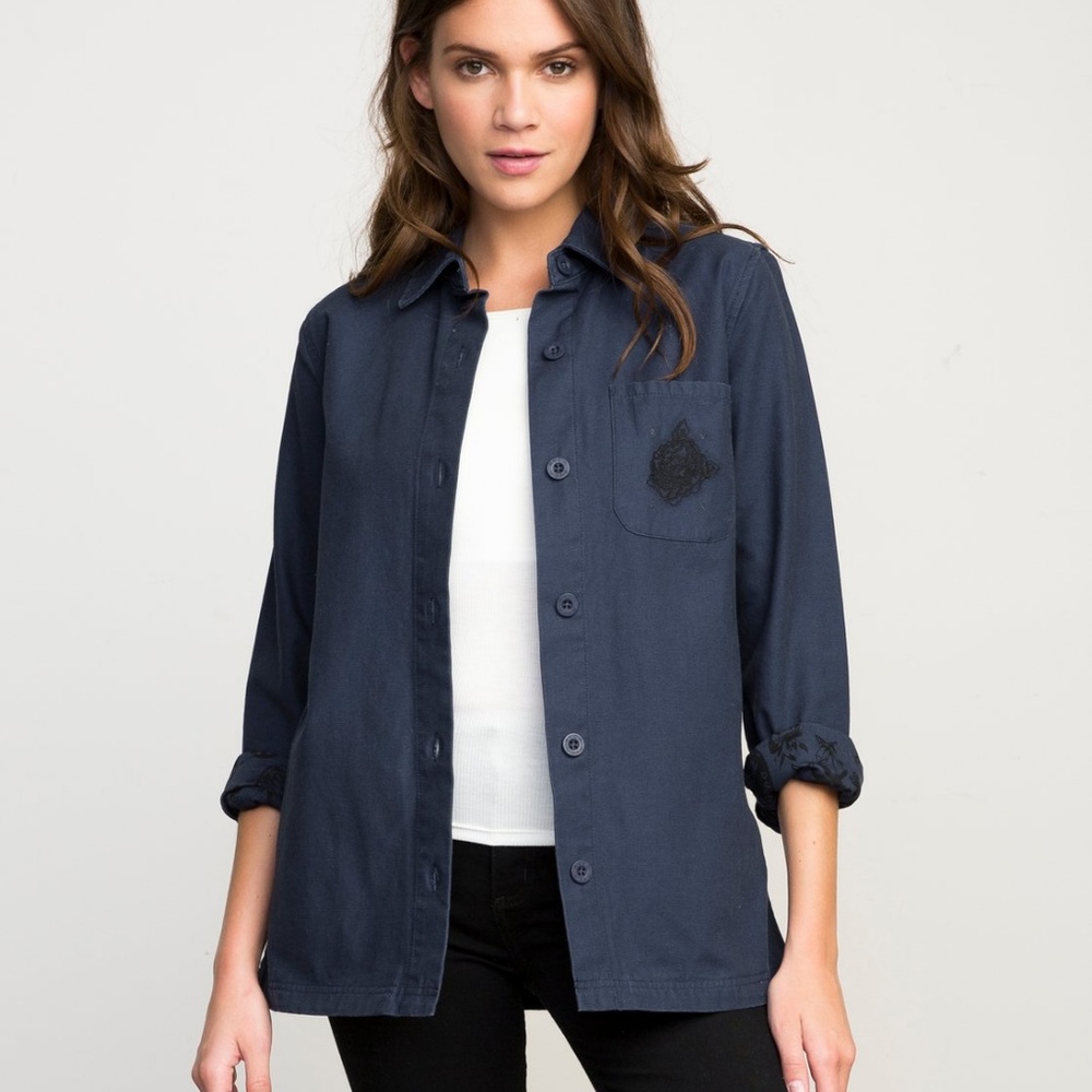 RVCA Women's Bygone Button - Up Shirt Jacket SZ SM
